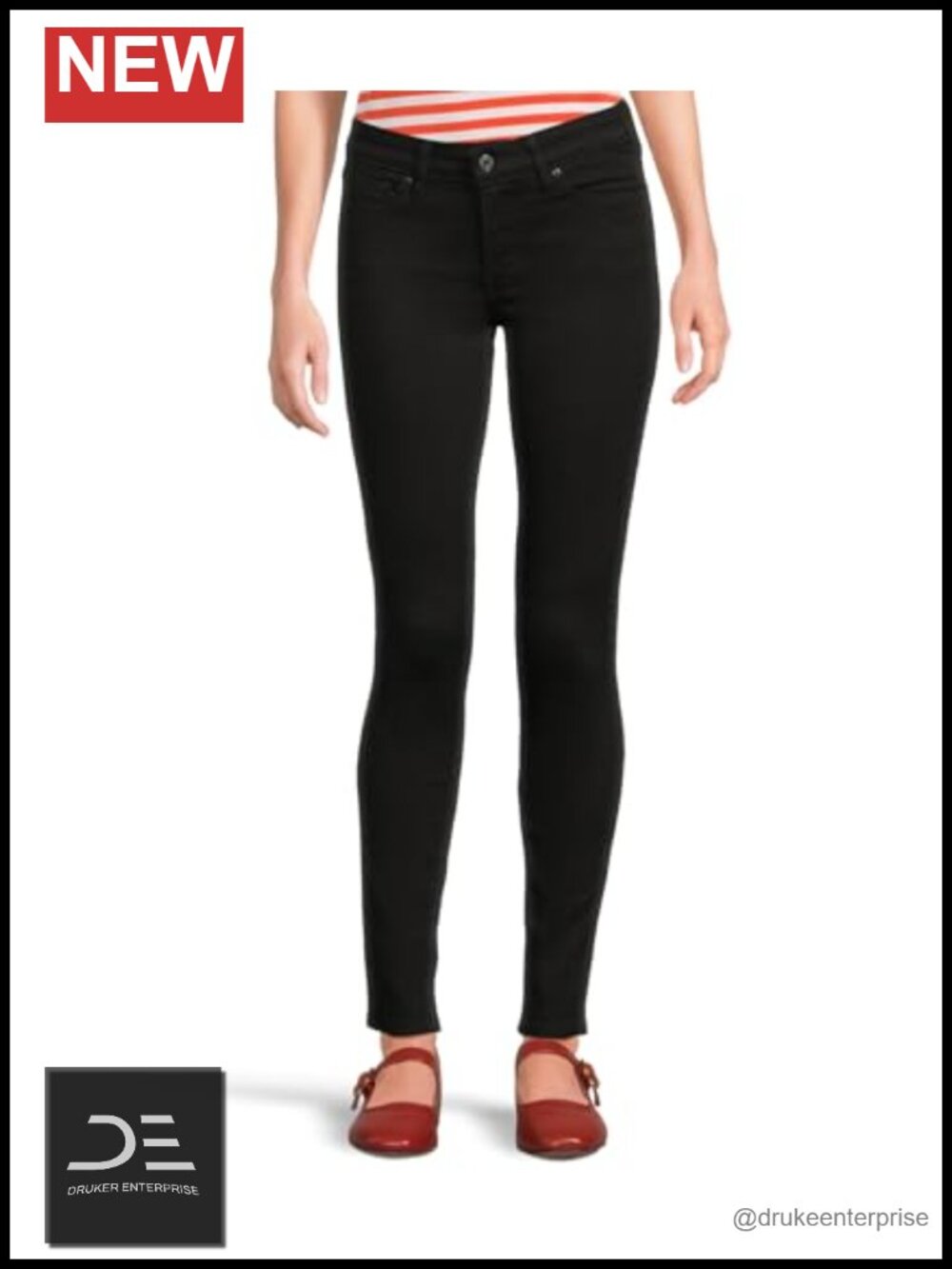 Skinny Jeans Mid-Rise Stretch Denim 5-Pocket Pull-On